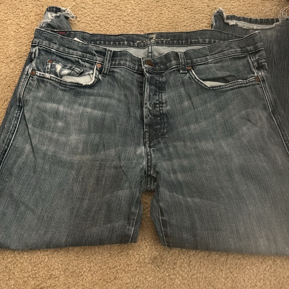 Used 7 for all mankind denim jeans a cut size 36 hem to 26in button fly - Picture 3 of 4